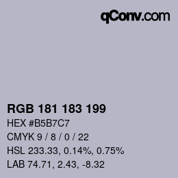 Color code: RGB 181 183 199 | qconv.com