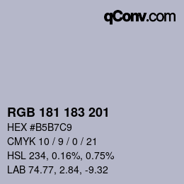 Código de color: RGB 181 183 201 | qconv.com