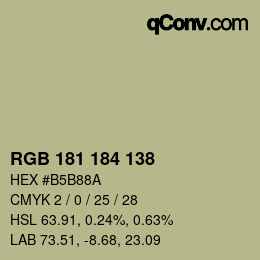 颜色代码: RGB 181 184 138 | qconv.com