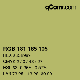 Color code: RGB 181 185 105 | qconv.com