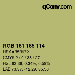 Color code: RGB 181 185 114 | qconv.com