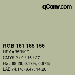 Color code: RGB 181 185 156 | qconv.com