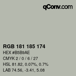 Color code: RGB 181 185 174 | qconv.com