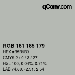 Color code: RGB 181 185 179 | qconv.com