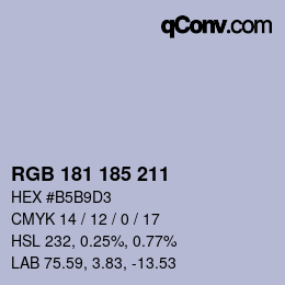 Color code: RGB 181 185 211 | qconv.com