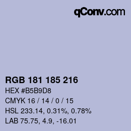 Color code: RGB 181 185 216 | qconv.com