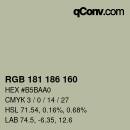 Color code: RGB 181 186 160 | qconv.com