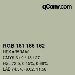 Color code: RGB 181 186 162 | qconv.com