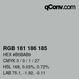 Código de color: RGB 181 186 185 | qconv.com