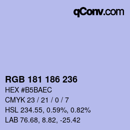 Color code: RGB 181 186 236 | qconv.com