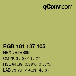 Color code: RGB 181 187 105 | qconv.com