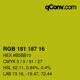 Color code: RGB 181 187 16 | qconv.com