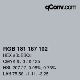 Código de color: RGB 181 187 192 | qconv.com