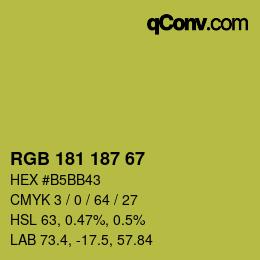 Color code: RGB 181 187 67 | qconv.com