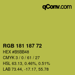 Color code: RGB 181 187 72 | qconv.com