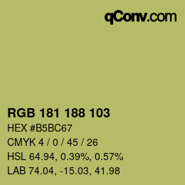 Color code: RGB 181 188 103 | qconv.com