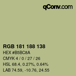 Código de color: RGB 181 188 138 | qconv.com