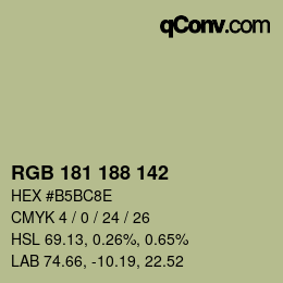 Color code: RGB 181 188 142 | qconv.com