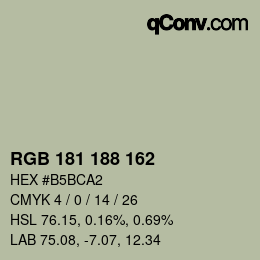 Color code: RGB 181 188 162 | qconv.com