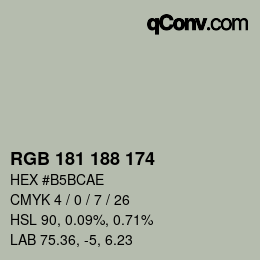 カラーコード: RGB 181 188 174 | qconv.com
