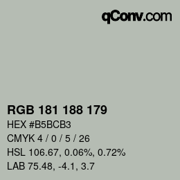 Código de color: RGB 181 188 179 | qconv.com