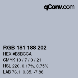 颜色代码: RGB 181 188 202 | qconv.com