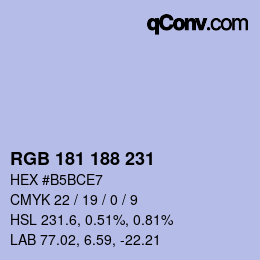 Código de color: RGB 181 188 231 | qconv.com