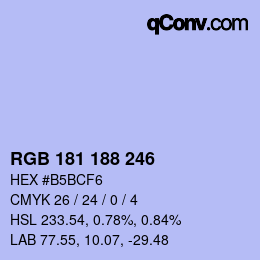 Color code: RGB 181 188 246 | qconv.com