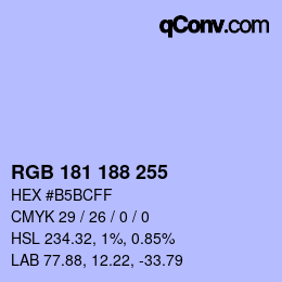 Color code: RGB 181 188 255 | qconv.com