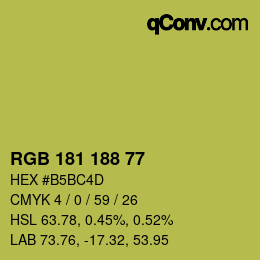 Color code: RGB 181 188 77 | qconv.com