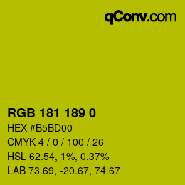 Código de color: RGB 181 189 0 | qconv.com