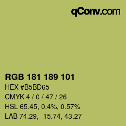 Color code: RGB 181 189 101 | qconv.com