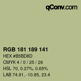 Color code: RGB 181 189 141 | qconv.com