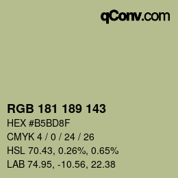 Código de color: RGB 181 189 143 | qconv.com