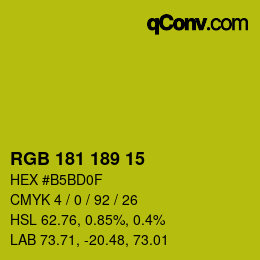 Color code: RGB 181 189 15 | qconv.com