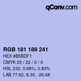Color code: RGB 181 189 241 | qconv.com