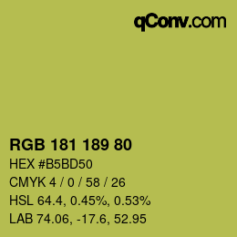 颜色代码: RGB 181 189 80 | qconv.com
