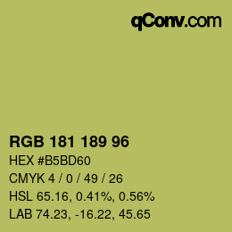 Color code: RGB 181 189 96 | qconv.com