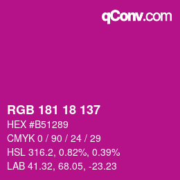 Color code: RGB 181 18 137 | qconv.com