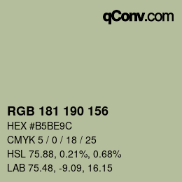 Color code: RGB 181 190 156 | qconv.com