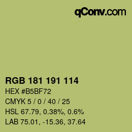 Color code: RGB 181 191 114 | qconv.com