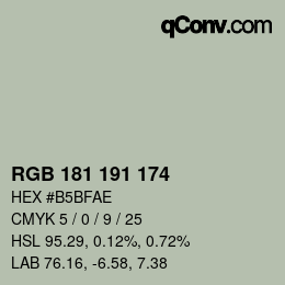 Color code: RGB 181 191 174 | qconv.com