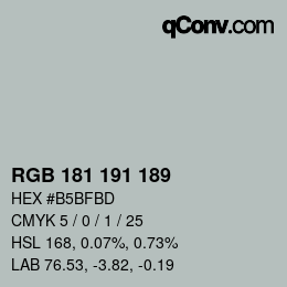 カラーコード: RGB 181 191 189 | qconv.com