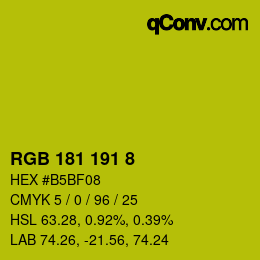 颜色代码: RGB 181 191 8 | qconv.com