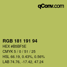 颜色代码: RGB 181 191 94 | qconv.com