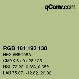Color code: RGB 181 192 138 | qconv.com