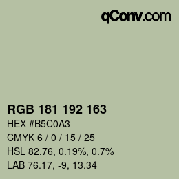 Color code: RGB 181 192 163 | qconv.com