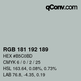カラーコード: RGB 181 192 189 | qconv.com