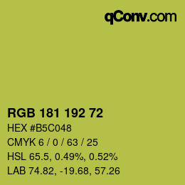 Color code: RGB 181 192 72 | qconv.com