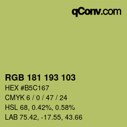 Color code: RGB 181 193 103 | qconv.com